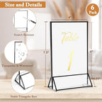 6 Pack 4x6 Inch Clear Acrylic Sign Holders, Black Border Double-Sided Vertical Picture Frames & Display Stands, alternate