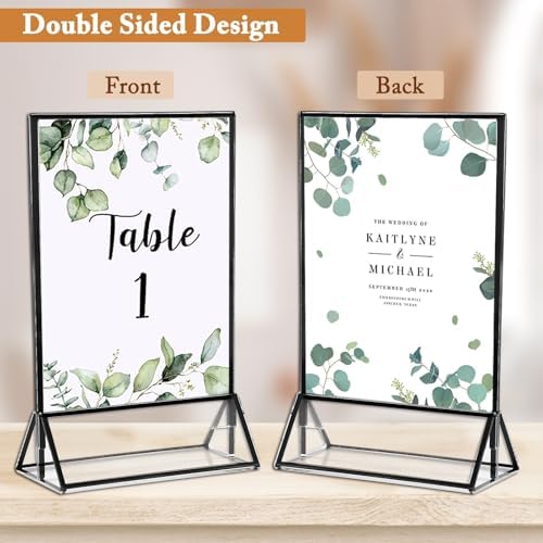 6 Pack 4x6 Inch Clear Acrylic Sign Holders, Black Border Double-Sided Vertical Picture Frames & Display Stands, alternate