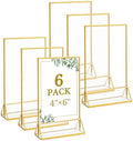 6 Pack 4x6 Inch Clear Acrylic Sign Holders, Gold Border Double-Sided Vertical Picture Frames & Display Stands