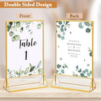 6 Pack 4x6 Inch Clear Acrylic Sign Holders, Gold Border Double-Sided Vertical Picture Frames & Display Stands, alternate view