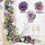 6 Pack 5.9 FT Artificial Flower Garland with Butterflies Fake Rose Garland Faux Greenery Eucalyptus Garlands for, alternate