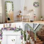 6 Pack 5.9 FT Artificial Flower Garland with Butterflies Fake Rose Garland Faux Greenery Eucalyptus Garlands for, alternate
