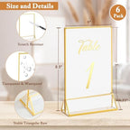 6 Pack 5x7 Inch Clear Acrylic Sign Holders, Gold Border Double-Sided Vertical Picture Frames & Display Stands, alternate view