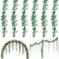 6 Pack 6 ft Artificial Willow Leaves Vine Garland, Hanging Greenery Twig Wicker, Fake Silk Green Leaf Rattan