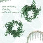 6 Pack 6 ft Artificial Willow Leaves Vine Garland, Hanging Greenery Twig Wicker, Fake Silk Green Leaf Rattan, alternate view