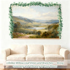 6 Pack 6 ft Artificial Willow Leaves Vine Garland, Hanging Greenery Twig Wicker, Fake Silk Green Leaf Rattan, alternate view