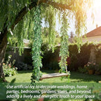 6 Pack 6 ft Artificial Willow Leaves Vine Garland, Hanging Greenery Twig Wicker, Fake Silk Green Leaf Rattan, alternate view