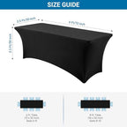 6-Pack 6FT Black Spandex Rectangle Tablecloth Fitted Table Cover in Balck, alternate view 2