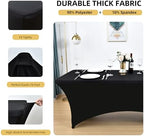 6-Pack 6ft Black Spandex Table Covers for Rectangle Standard Folding Tables - Wrinkle Resistant Stretch, alternate view 3