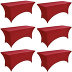 6-Pack 6ft Spandex Table Covers for Rectangle Standard Folding Tables - Wrinkle Resistant Stretch Tablecloths