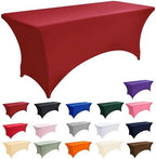 6-Pack 6ft Spandex Table Covers for Rectangle Standard Folding Tables - Wrinkle Resistant Stretch Tablecloths, alternate view