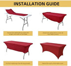 6-Pack 6ft Spandex Table Covers for Rectangle Standard Folding Tables - Wrinkle Resistant Stretch Tablecloths, alternate view