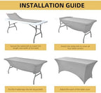 6-Pack 6ft Spandex Table Covers for Rectangle Standard Folding Tables - Wrinkle Resistant Stretch Tablecloths, alternate view