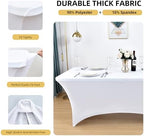 6-Pack 6ft White Spandex Table Covers for Rectangle Standard Folding Tables - Wrinkle Resistant Stretch, alternate view 3