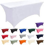 6-Pack 6ft White Spandex Table Covers for Rectangle Standard Folding Tables - Wrinkle Resistant Stretch, alternate view 4