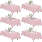 6 Pack 70 x 120 Inch Tablecloths Rectangle Pink Table Cover in 70 x 120 Inch in Pink