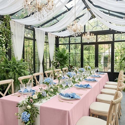 6 Pack 70 x 120 Inch Tablecloths Rectangle Pink Table Cover in 70 x 120 Inch in Pink, alternate view 2