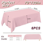 6 Pack 70 x 120 Inch Tablecloths Rectangle Pink Table Cover in 70 x 120 Inch in Pink, alternate view 3
