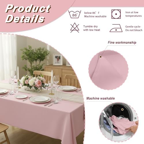 6 Pack 70 x 120 Inch Tablecloths Rectangle Pink Table Cover in 70 x 120 Inch in Pink, alternate view 4