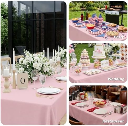 6 Pack 70 x 120 Inch Tablecloths Rectangle Pink Table Cover in 70 x 120 Inch in Pink, alternate view 6