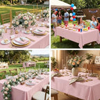 6 Pack 70 x 120 Inch Tablecloths Rectangle Pink Table Cover in 70 x 120 Inch in Pink, alternate view 7