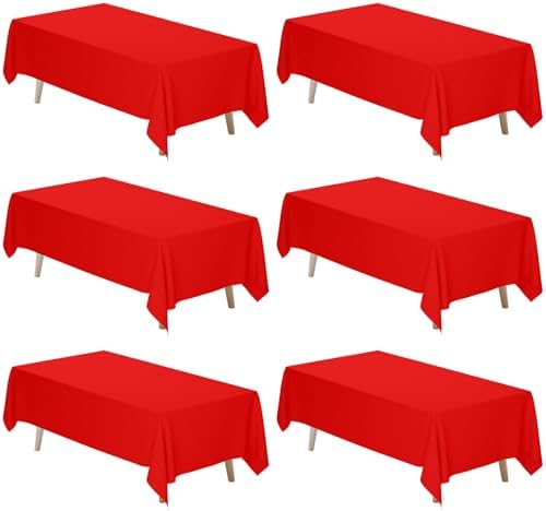 6 Pack 70 x 120 Inch Tablecloths Rectangle Red Table Cover in 70 x 120 Inch in Red