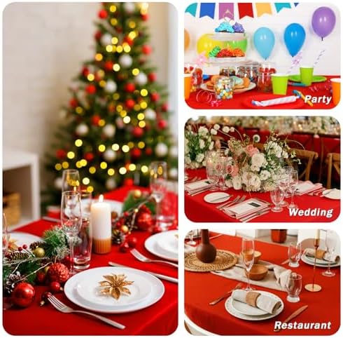 6 Pack 70 x 120 Inch Tablecloths Rectangle Red Table Cover in 70 x 120 Inch in Red, alternate view 6