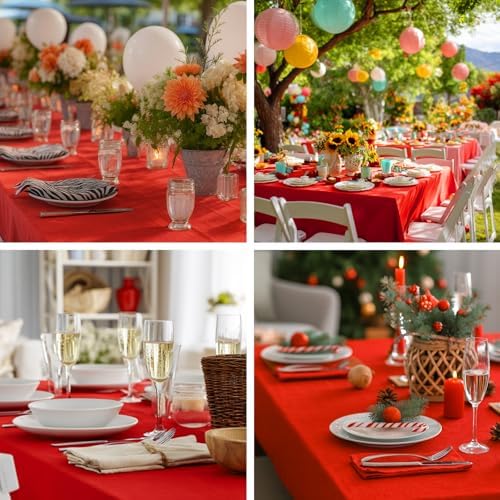 6 Pack 70 x 120 Inch Tablecloths Rectangle Red Table Cover in 70 x 120 Inch in Red, alternate view 7