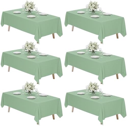 6 Pack 70 x 120 Inch Tablecloths Rectangle Sage Green Table Cover in 70 x 120 Inch in Sage Green