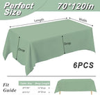 6 Pack 70 x 120 Inch Tablecloths Rectangle Sage Green Table Cover in 70 x 120 Inch in Sage Green, alternate view 3