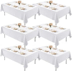 6 Pack 70 x 120 Inch Tablecloths Rectangle White in 70 x 120 Inch in White