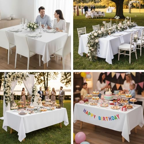 6 Pack 70 x 120 Inch Tablecloths Rectangle White in 70 x 120 Inch in White, alternate view 7