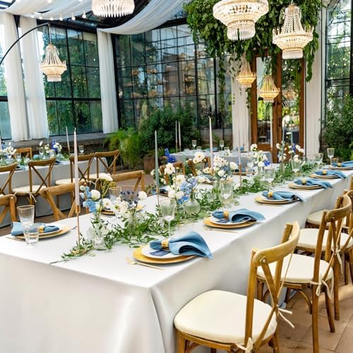 6 Pack 70 x 120 Inch Tablecloths Rectangle White Table Cover in 70 x 120 Inch in White, alternate view 6