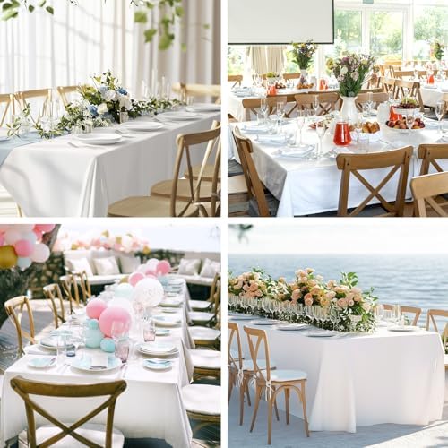 6 Pack 70 x 120 Inch Tablecloths Rectangle White Table Cover in 70 x 120 Inch in White, alternate view 7
