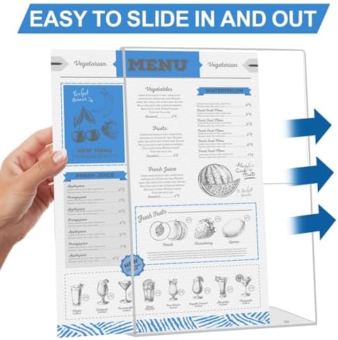 6 Pack 8.5 x 11 Acrylic Sign Holder, Clear Plastic Signs Display Stand, Vertical Slanted Back Paper Holder Stand, alternate