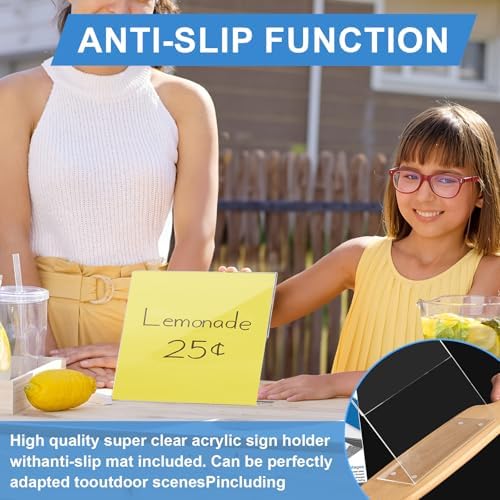 6 Pack 8.5 x 11 Acrylic Sign Holder Horizontal, Clear Plastic Signs Display Stand, Slanted Back Paper Holder, alternate view