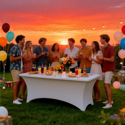 6 Pack 8FT Rectangular Spandex Tablecloth, Wrinkle Resistant Fitted Cover for 96x30 inch Banquet Table Cloth, alternate view