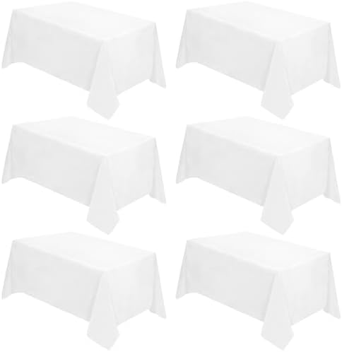 6 Pack 90 x 156 Inch Tablecloths Rectangle White Table Cover in 90 x 156 Inch in White