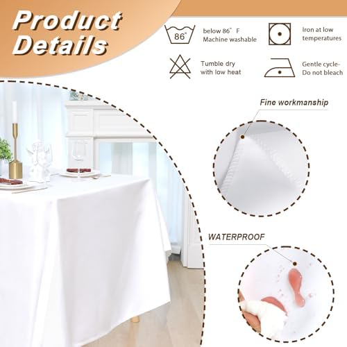 6 Pack 90 x 156 Inch Tablecloths Rectangle White Table Cover in 90 x 156 Inch in White, alternate view 3