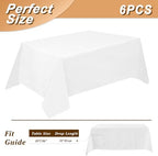 6 Pack 90 x 156 Inch Tablecloths Rectangle White Table Cover in 90 x 156 Inch in White, alternate view 4