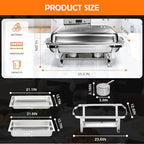 6 Pack 9QT Chafing Dishes for Buffet with 4 Serving Tongs in Full in 6 Pack Rectangular, alternate view 2