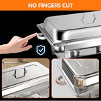 6 Pack 9QT Chafing Dishes for Buffet with 4 Serving Tongs in Full in 6 Pack Rectangular, alternate view 5