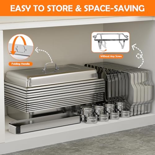 6 Pack 9QT Chafing Dishes for Buffet with 4 Serving Tongs in Full in 6 Pack Rectangular, alternate view 6