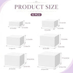 6 Pack Acrylic Buffet Risers and Stands, 10" 9" 8" 7" 6" 5" White in White, alternate view 3