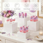 6 Pack Acrylic Buffet Risers and Stands, 10" 9" 8" 7" 6" 5" White in White, alternate view 5