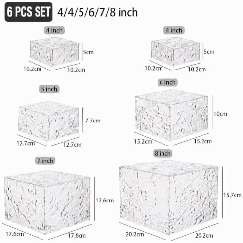 6 Pack Acrylic Buffet Risers with Mini Sign and Marker, Wave Texture Display Risers for Dessert Table, Food, alternate view 2