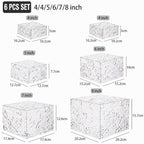 6 Pack Acrylic Buffet Risers with Mini Sign and Marker, Wave Texture Display Risers for Dessert Table, Food, alternate view 2