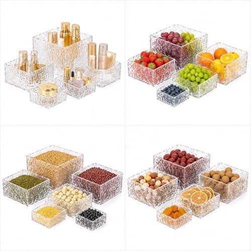 6 Pack Acrylic Buffet Risers with Mini Sign and Marker, Wave Texture Display Risers for Dessert Table, Food, alternate view 4