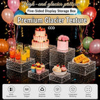 6 Pack Acrylic Buffet Risers with Mini Sign and Marker, Wave Texture Display Risers for Dessert Table, Food, alternate view 7