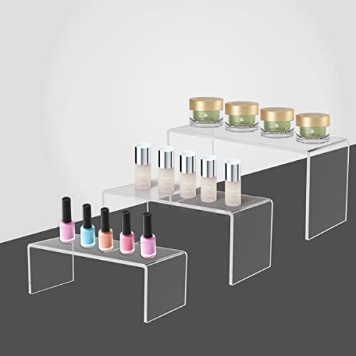 6 Pack Acrylic Display Risers, 3 Sizes Clear Product Stand, Jewelry Display Riser Shelf Showcase Fixtures For, alternate view